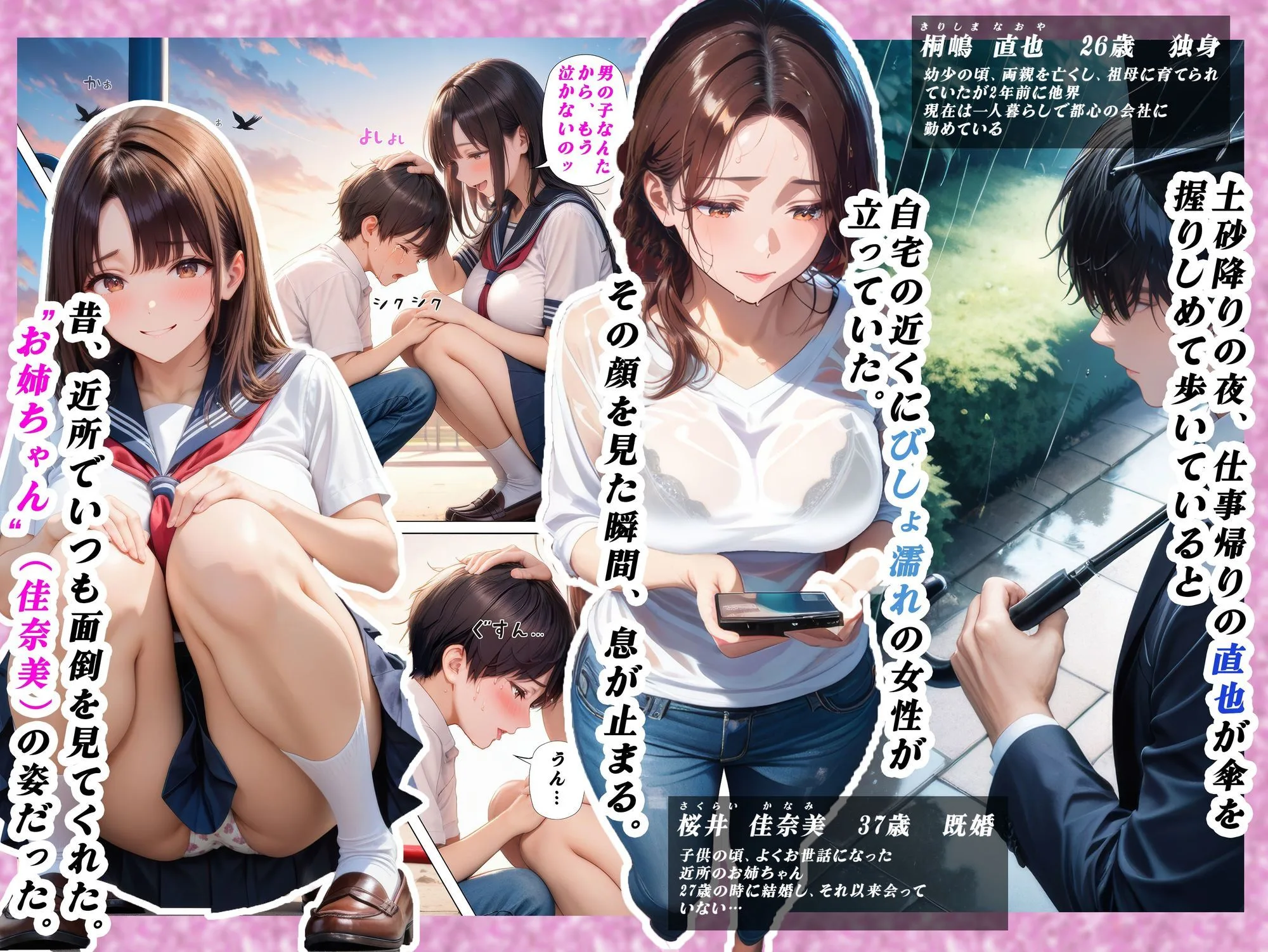 子○の頃よく遊んでくれた幼馴染みのお姉ちゃんと雨の中偶然再会 -外でも家の中でもびしょ濡れだった件- [maker] サンプル2